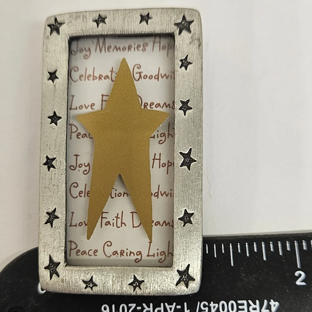 Hallmark Shadow Box Pendant Brooch Pin Star Inspirational Words Peace Faith Love